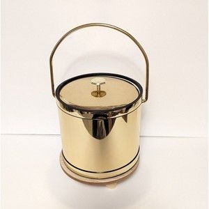 Vintage Kraftware Ice Bucket Gold Retro 7.5" Great for MCM Barcart